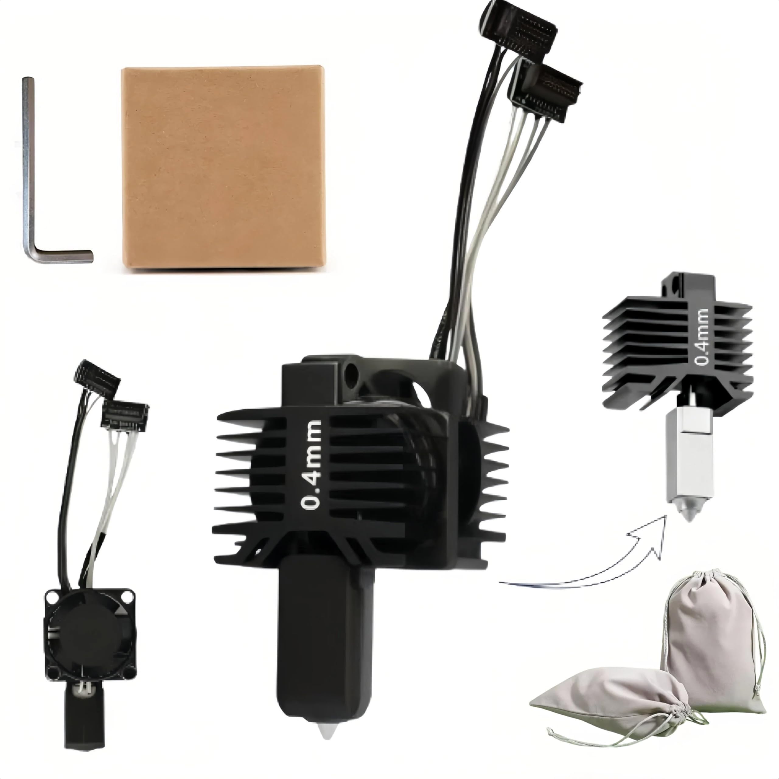 P1P/P1S Hotend Complete Kit, 0.4mm Hardened Steel Nozzle