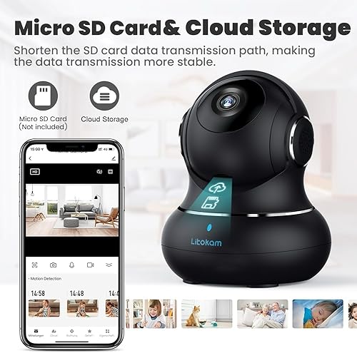Miniatura 9 de Cámara de seguridad interior de 5 GHz, cámaras litokam de 5 MP para seguridad en el hogar con doble banda 5G2.4G, cámara para mascotas con