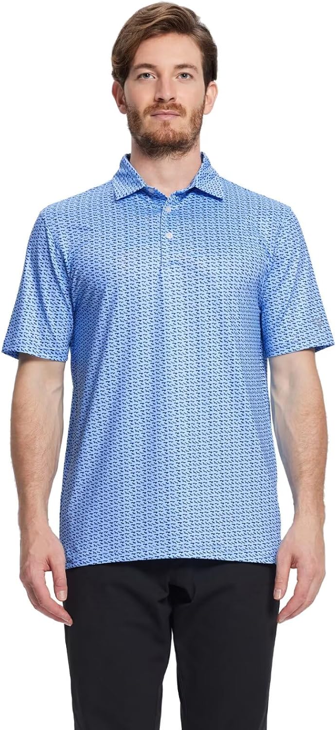 Golf Shirts for Men Dry Fit Short Sleeve Print Performance Moisture Wicking Polo Shirt - Image 2
