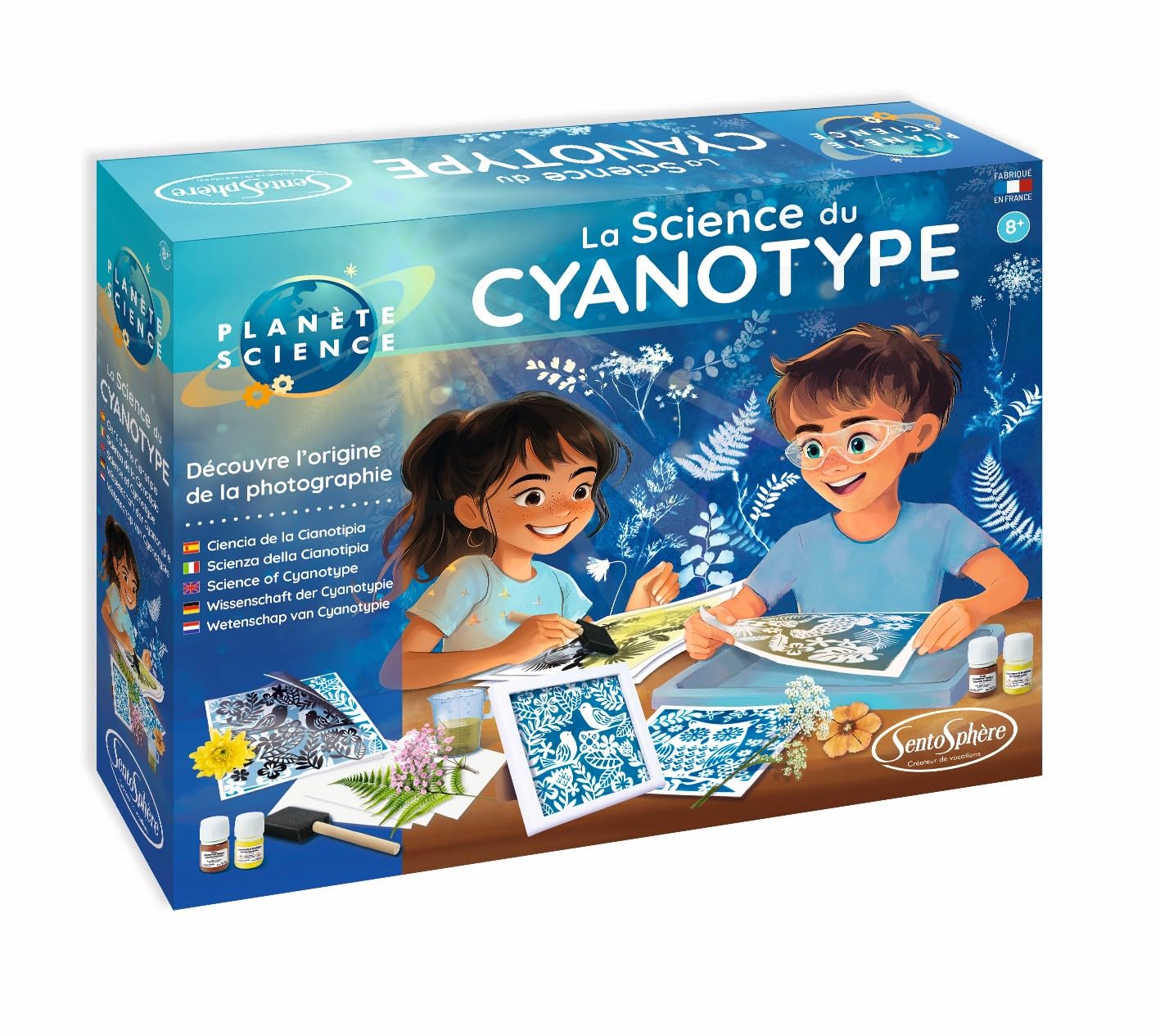 Sentosphère Planet Science – Die Wissenschaft des Cyanotyps – Lernen Sie die Kunst der Monochromen Fotografie mit Spaß – für Kinder ab 8 Jahren – hergestellt in Frankreich – 28330