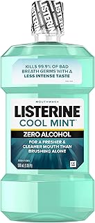 Listerine Zero Alcohol Mouthwash, Less Intense Alcohol-Free Oral Care Formula for Bad Breath, Cool Mint Flavor, 500 ml