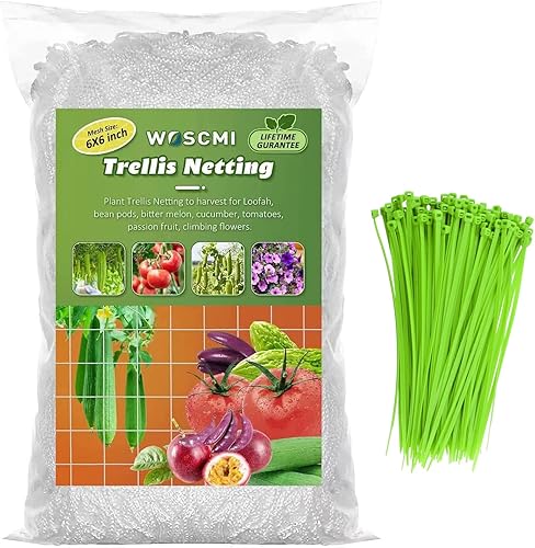 Miniatura 1 de Red enrejada de 6.5 x 20 pies para tienda de cultivo de 6 x 6 pulgadas para plantas trepadoras, red de cultivo interior y exterior para frijoles,