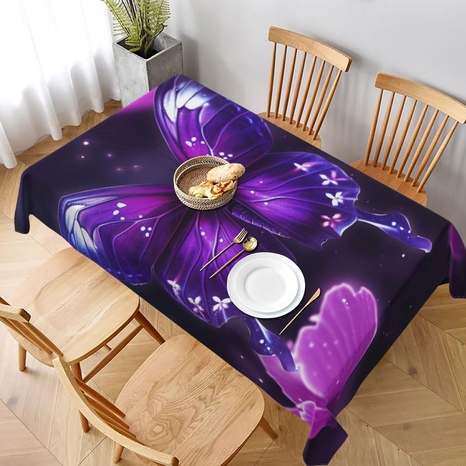 WPKJU Butterfly Printed Tablecloth 60x90 in Water Resistant Table Cover Washable Rectangle Table Cloth for Dining Tables