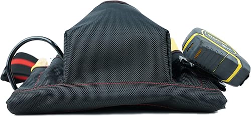 Miniatura 8 de KUNN Bolsa de carpintero, cinturón de herramientas duradero de 10 bolsillos con bucle de martillo, clip de cinta, bolsa de herramientas de uñas,