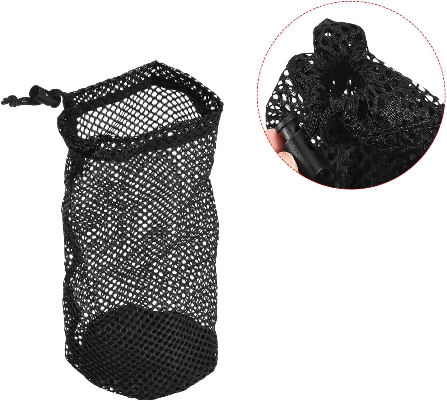 PATIKIL 11"x5.5" Golf Ball Bag, Nylon Drawstring Mesh Bag Storage 48-56 Balls with Cord Lock Closure for Golf Tennis Sports, Black
