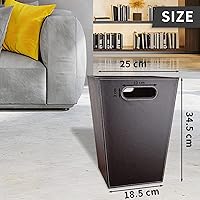 Vista 2 de GORESE Cubo de basura de cuero para baño, papelera de oficina de 16 litros/4.2 galones con asas para cerca de escritorio, cesta de basura cuadrada