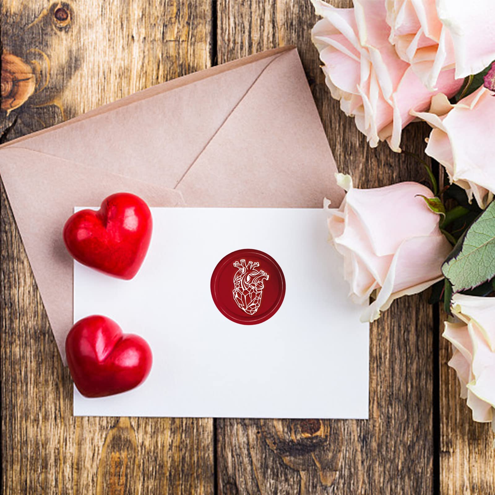 CRASPIRE Heart Wax Seal Stamp Crystal Sealing Wax Stamps 30mm/1.18inch Removable Brass Head Sealing Stamp with Wooden Handle for Halloween Invitations Cards Gift Wrap - Image 4