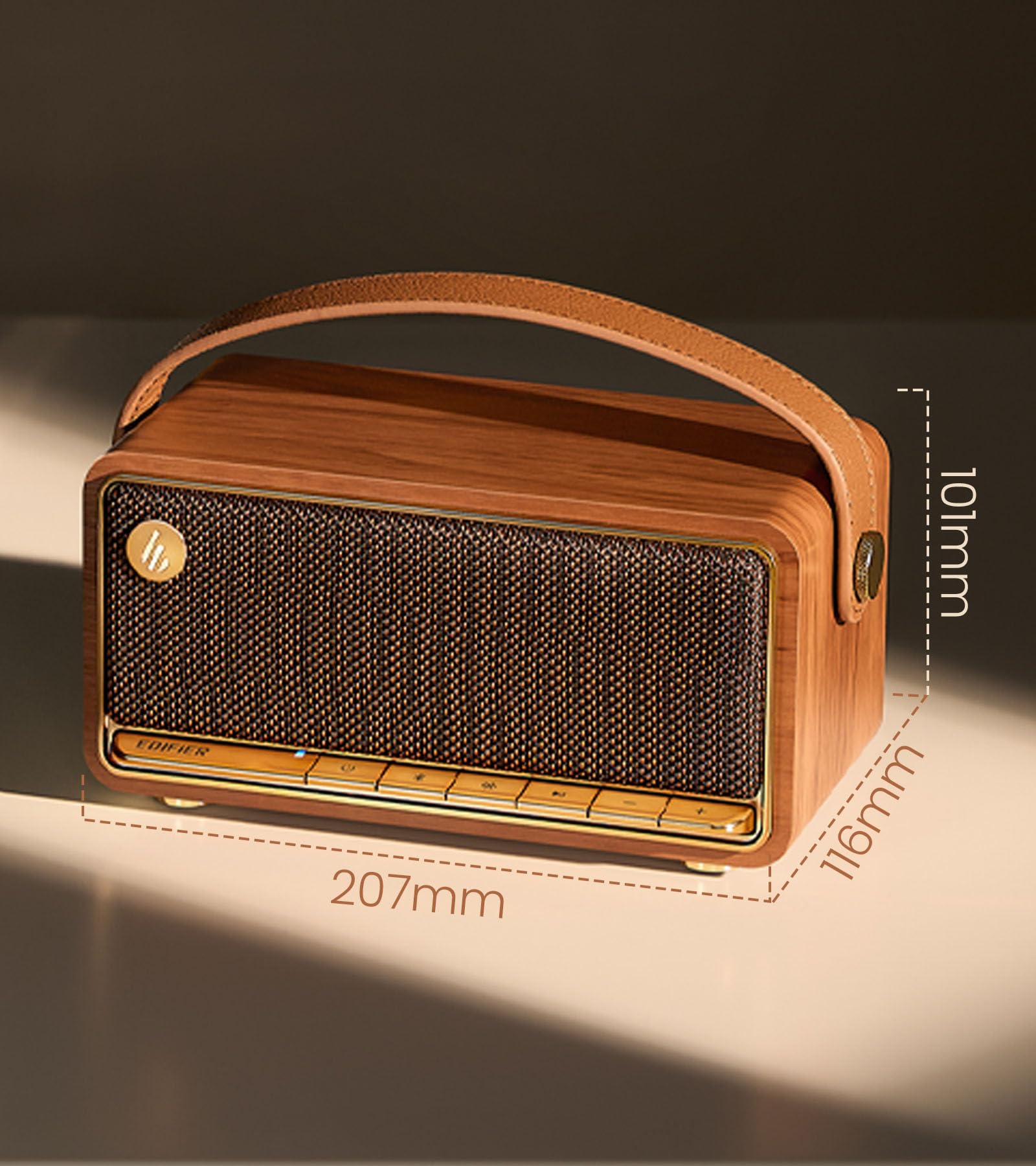 Edifier MP330 Hi-Res Enceinte Bluetooth Portable Audio,40W RMS - Marron | 19h Autonomie, Appairage Stéréo Double, Son 360°, Bluetooth 6.0 & Multipoint, Design Compact pour Intérieur/Extérieur