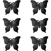 6 pcs Butterfly Knob,Metal Single Hole Handles for Dresser Drawer Cabinet Closet 1-Black