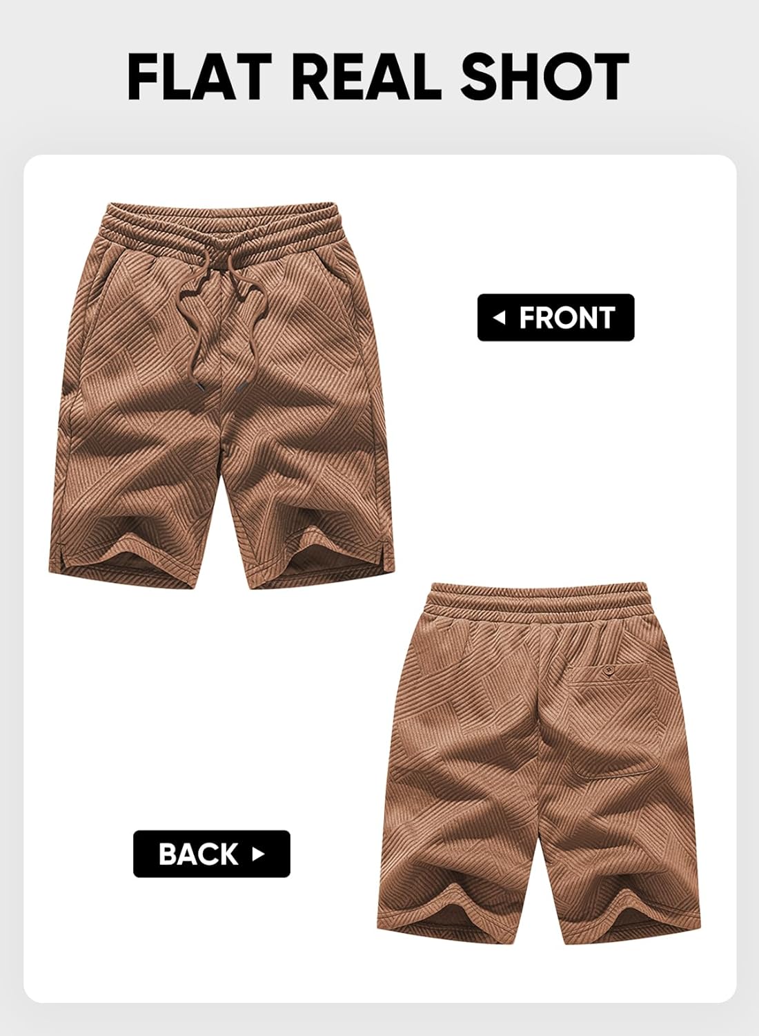 JMIERR Mens Casual 7" Shorts Summer Drawstring Elastic Waist Beach Sweat Shorts Texture with Pockets - Image 6