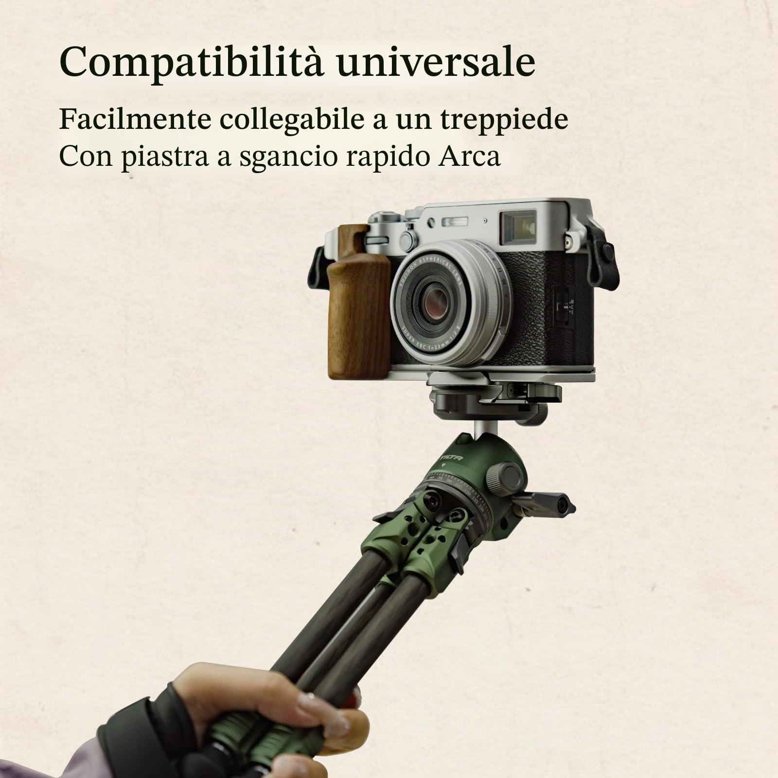 Tilta Gabbia X100VI Kit base per fotocamera vintage compatibile con X100VI, piastra di montaggio con impugnatura in legno - Nero TA-T70-A-B