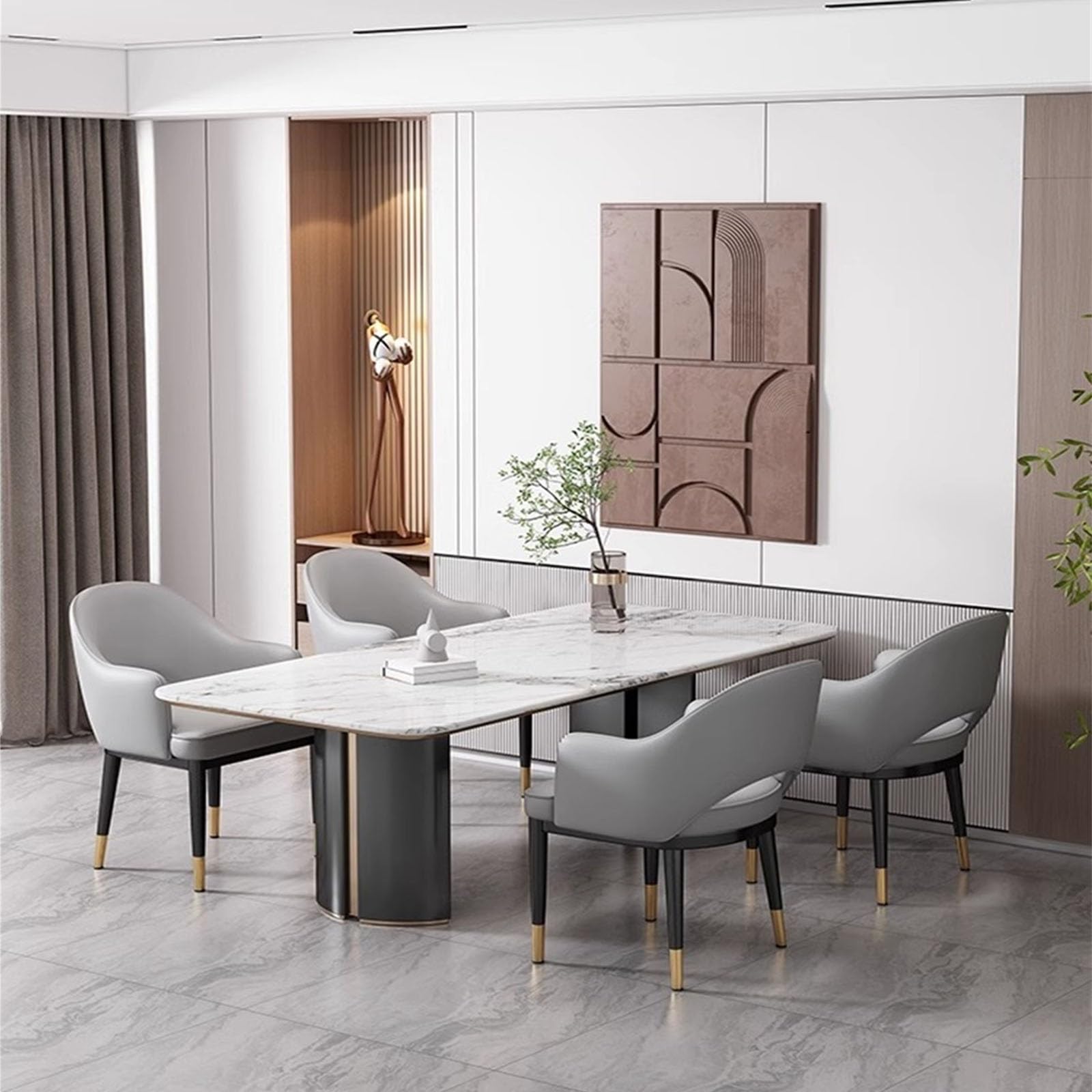 Chaise de Cuisine Chaises de Salle à Manger Modernes en Simili Cuir du Milieu siècle avec accoudoirs, siège rembourré, Pieds métal for Cuisine et(Dark Grey)