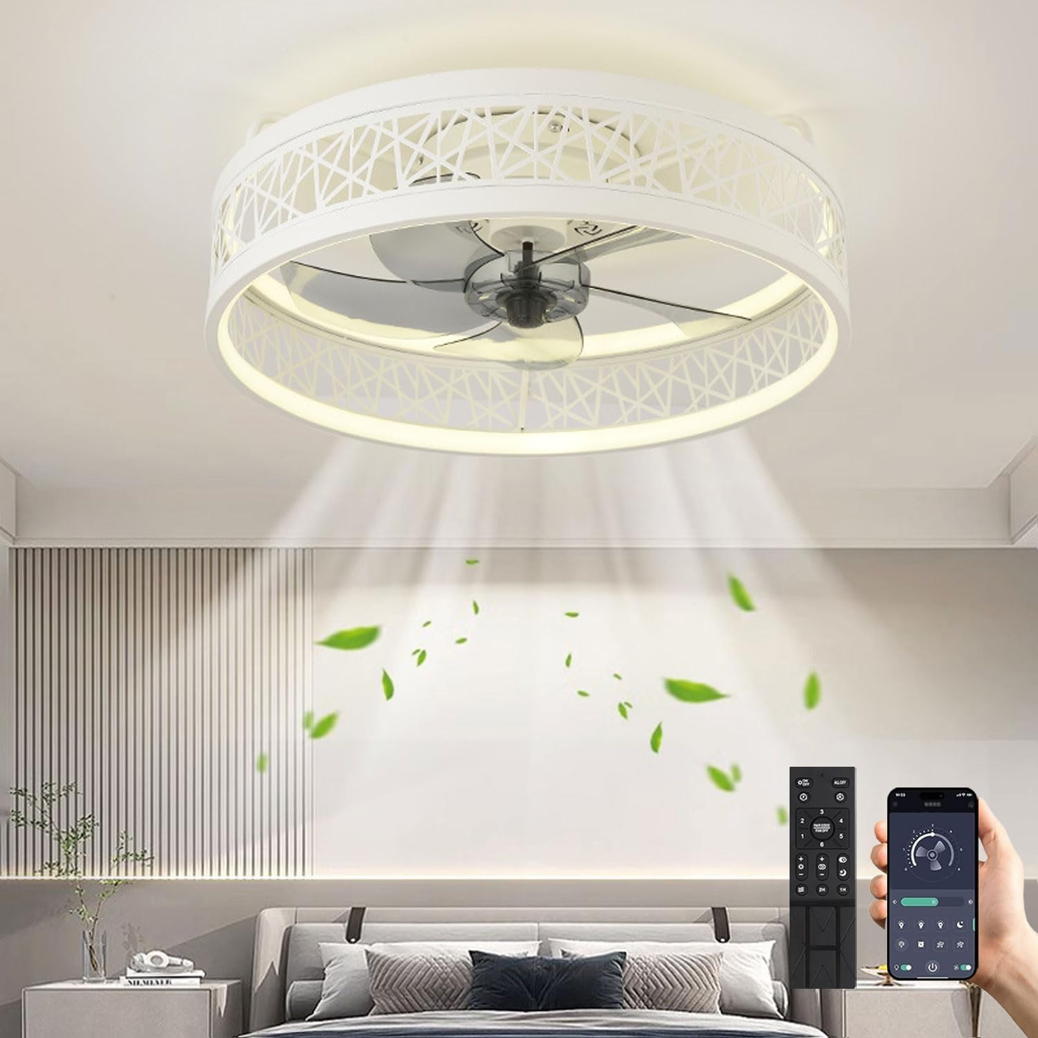 Ventilatore Da Soffitto Con Luce LED E Telecomando - 60W, Dimmerabile, 6 Velocità Per Camera Da Letto O Soggiorno - Foto 4