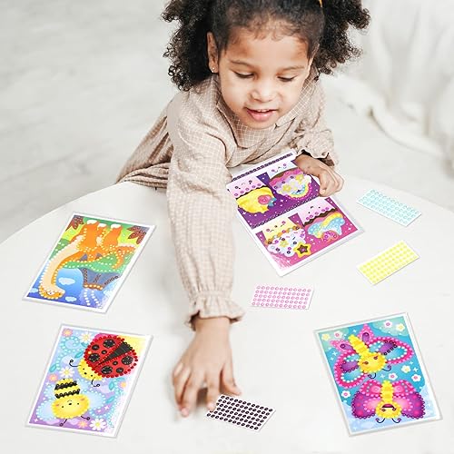 Miniatura 4 de VKPI Kit de pintura artística de cuentas para niños, kits de mosaicos de manualidades de cuentas de diamante, suministro de educación de aprendizaje