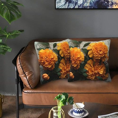 NONHAI Throw Pillow Covers 16"x16" Square Cushion Cover Marigold Modern Farmhouse Cushion Case Soft Pillowcase for Couch Bed Car Home Decoration