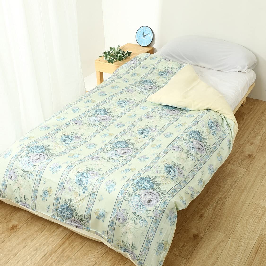 Amazon｜日本製 綿100％ ストライプ調 花柄 掛け布団カバー シングル