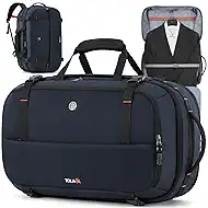 Tolaccea Large Convertible Garment Duffel Bag, Suit Carry On Backpack, TSA Flight Approved for Wrinkle-Free Travel with Dual Laptop Storage for 17.3" and 12.9" & Extra Toiletry Bag, 45-55L Expandable