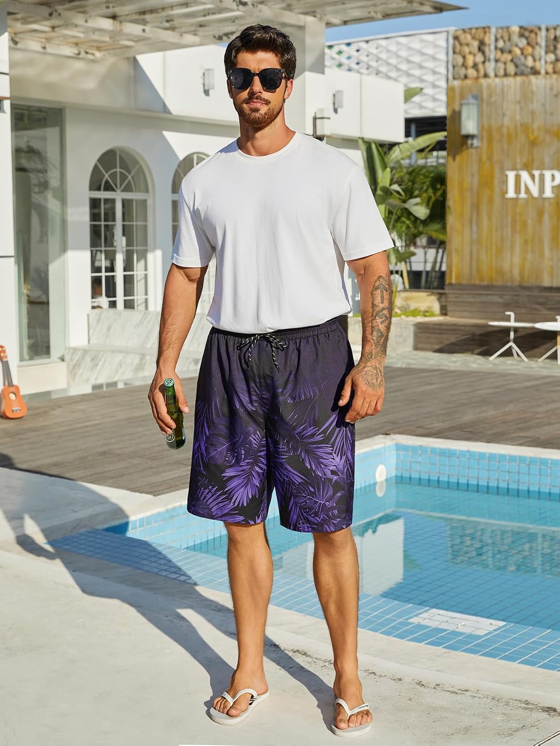 Hardaddy Men's Swim Trunks Quick Dry Bathing Suit Swimming Board Shorts Mesh Lining Hawaiian Beach Swimwear with Pockets
