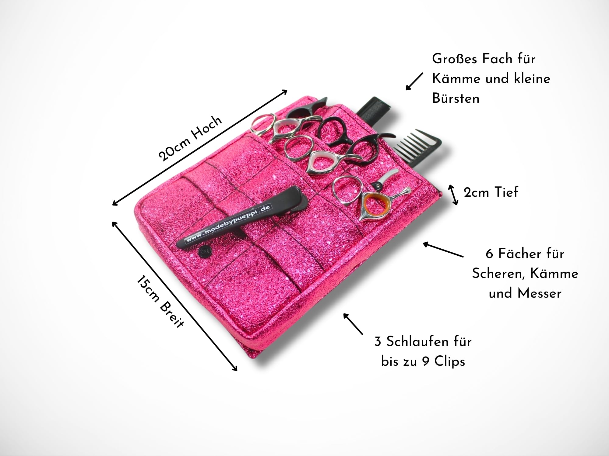 Glitzer Effekt Friseurtasche Pink Friseur Werkzeugtasche Scherentasche Friseurgürtel Friseurschere Salon