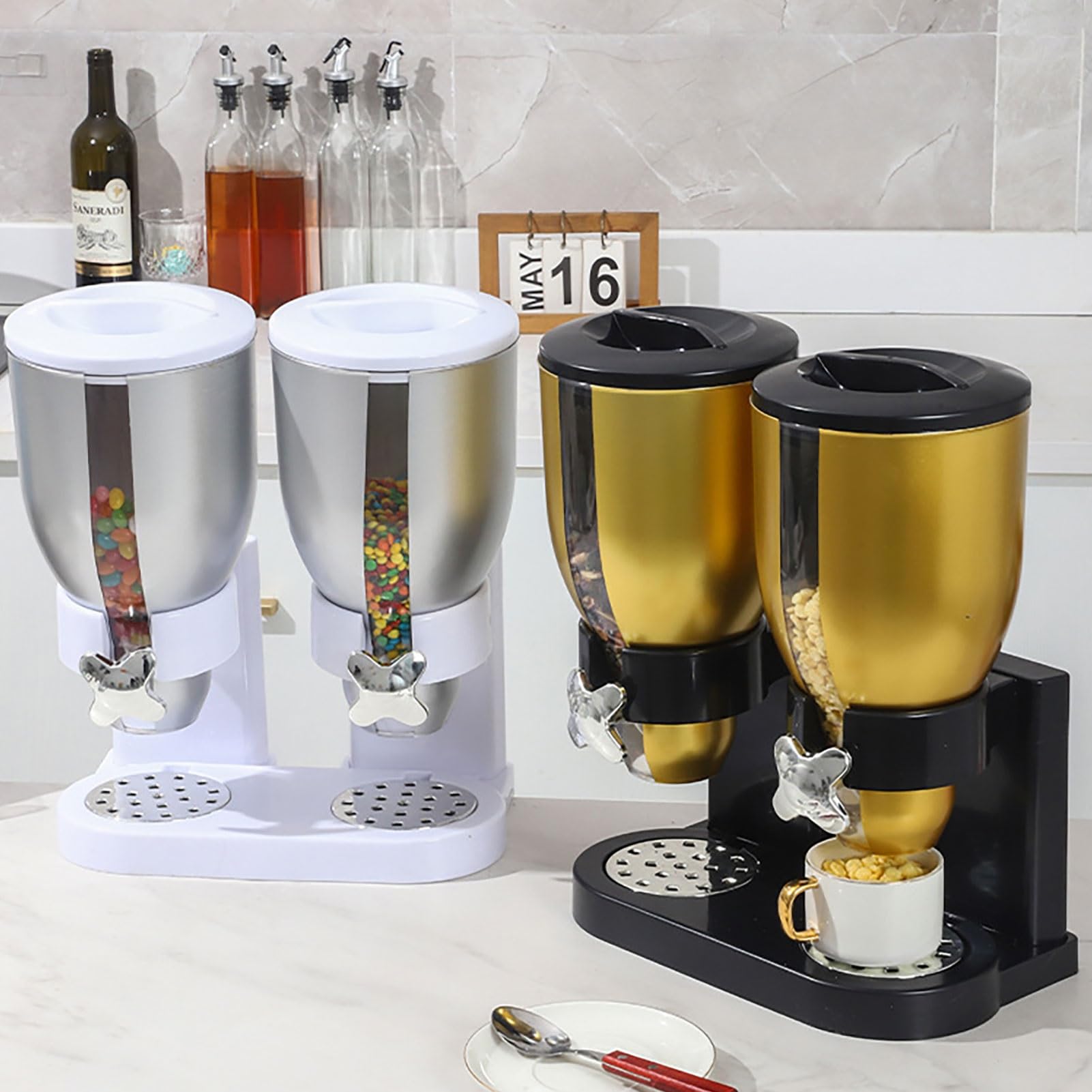Dispenser per cereali da cucina, contenitore per alimenti secchi con supporto per caramelle, noci, cereali, snack, capacità 7 l, soluzione organizzativa per controsoffitto