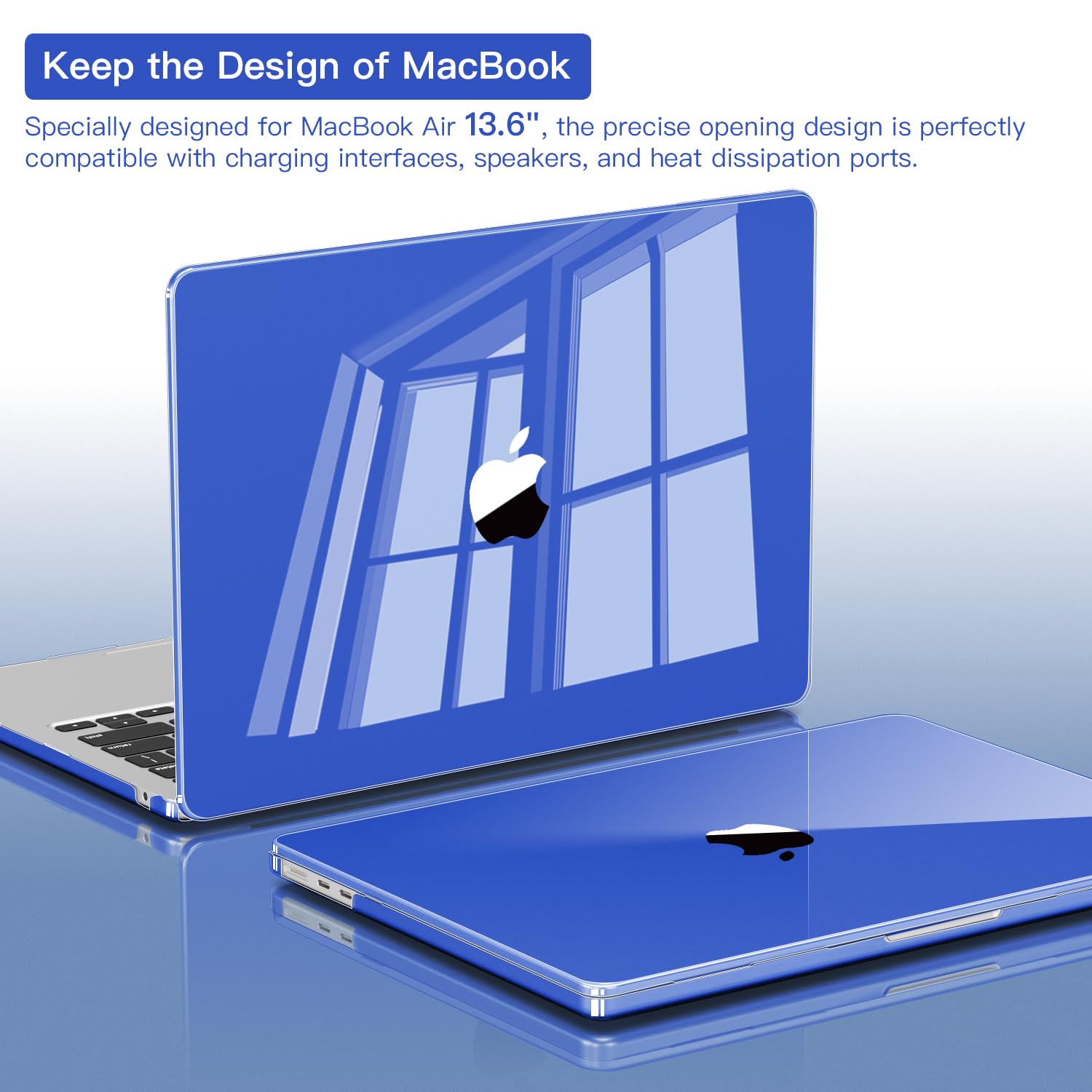 CISSOOK Funda compatible con MacBook Air de 13.6 pulgadas, modelo A2681 M2 con chip Touch ID, funda rígida para portátil con cubierta de teclado + adaptador USB C a USB para Air 13.6 M2 2022, azul