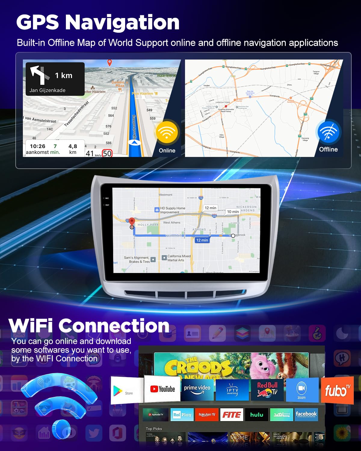 NHOPEEW 4+64G Android Autoradio per Lancia Delta 2009-2019 con Wireless Carplay e Android Auto - Schermo incell da 9 pollici Supporto WiFi GPS Comandi al volante + Telecamera di retromarcia, Canbus