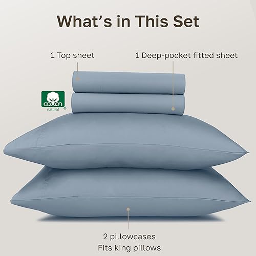 Miniatura 3 de Juego de sábanas tamaño King de 100% algodón egipcio California Design Den - Certificado de lujo auténtico, sábanas de satén suaves y duraderas,