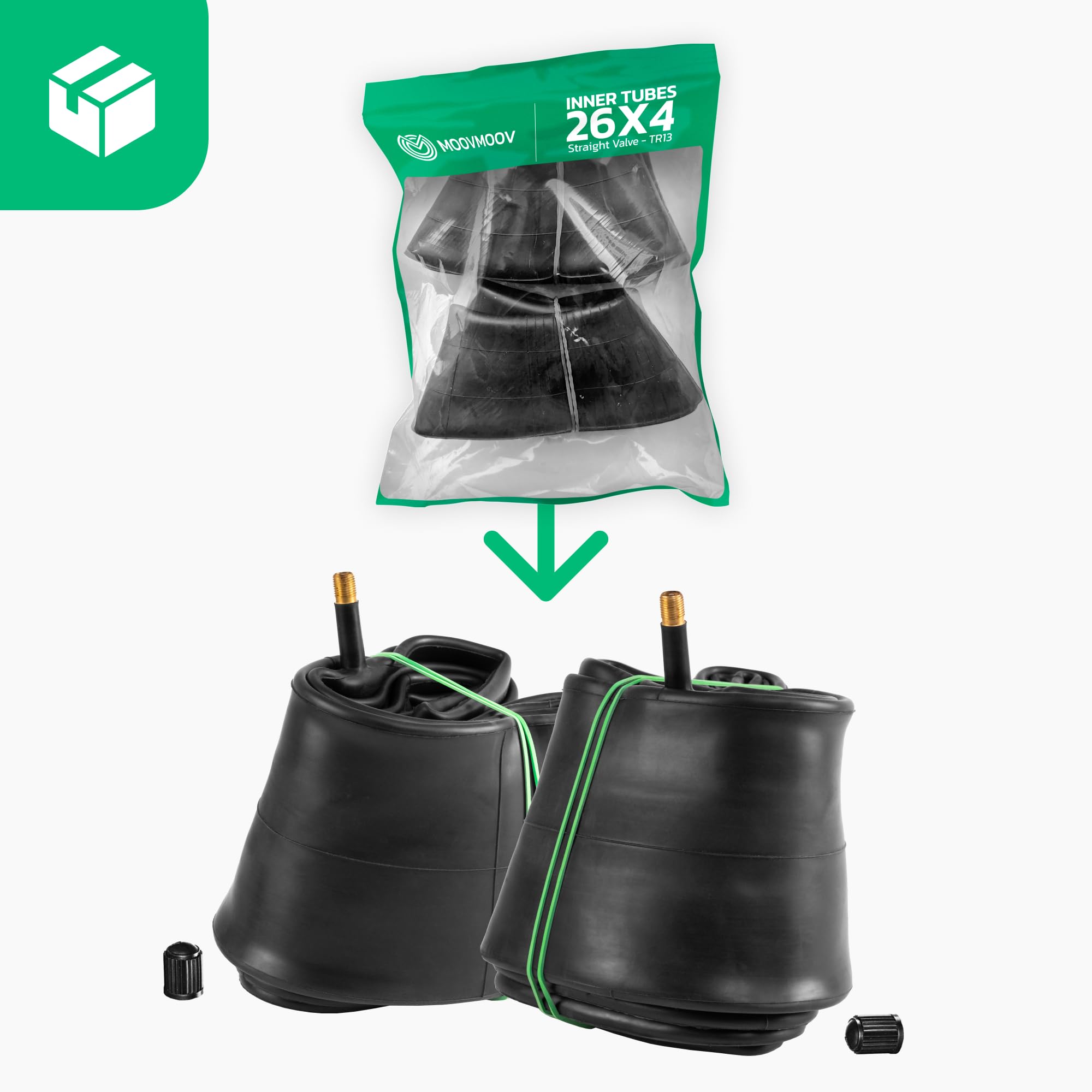 Válvula Schrader recta de tubo de bicicleta de 26 x 4.0 (2) – Compatible con Fat Bike/Mountain Bikes Electric Bikes – Tubos interiores de bicicleta de 26 x 4.0 pulgadas de grasa resistente 26 2