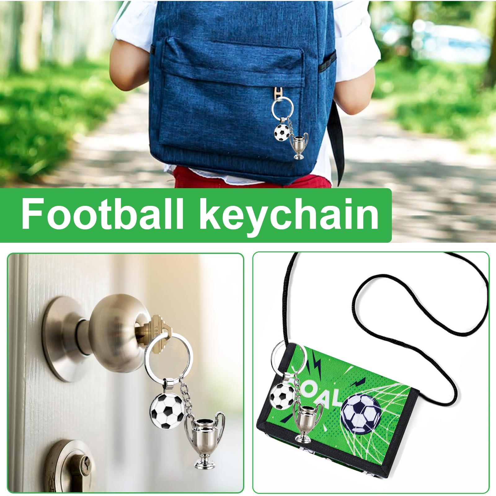 Portafoglio E Portachiavi Calcio In Nylon E Lega - Set Regalo Per Giovani Tifosi, Leggero E Compatto