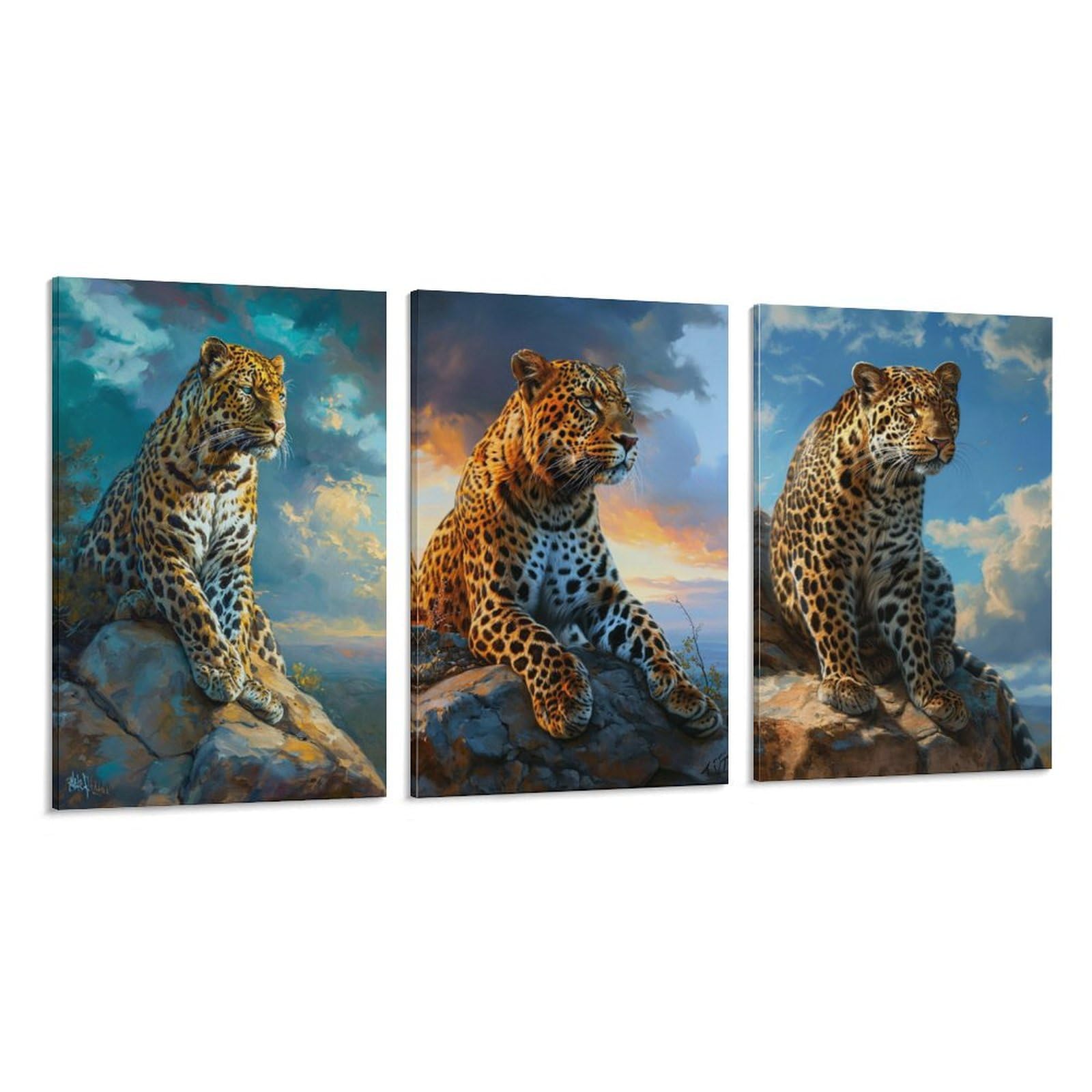 Amazon.co.jp: 3枚 チーターの視線 絵画 インテリア ポスター 超リアル