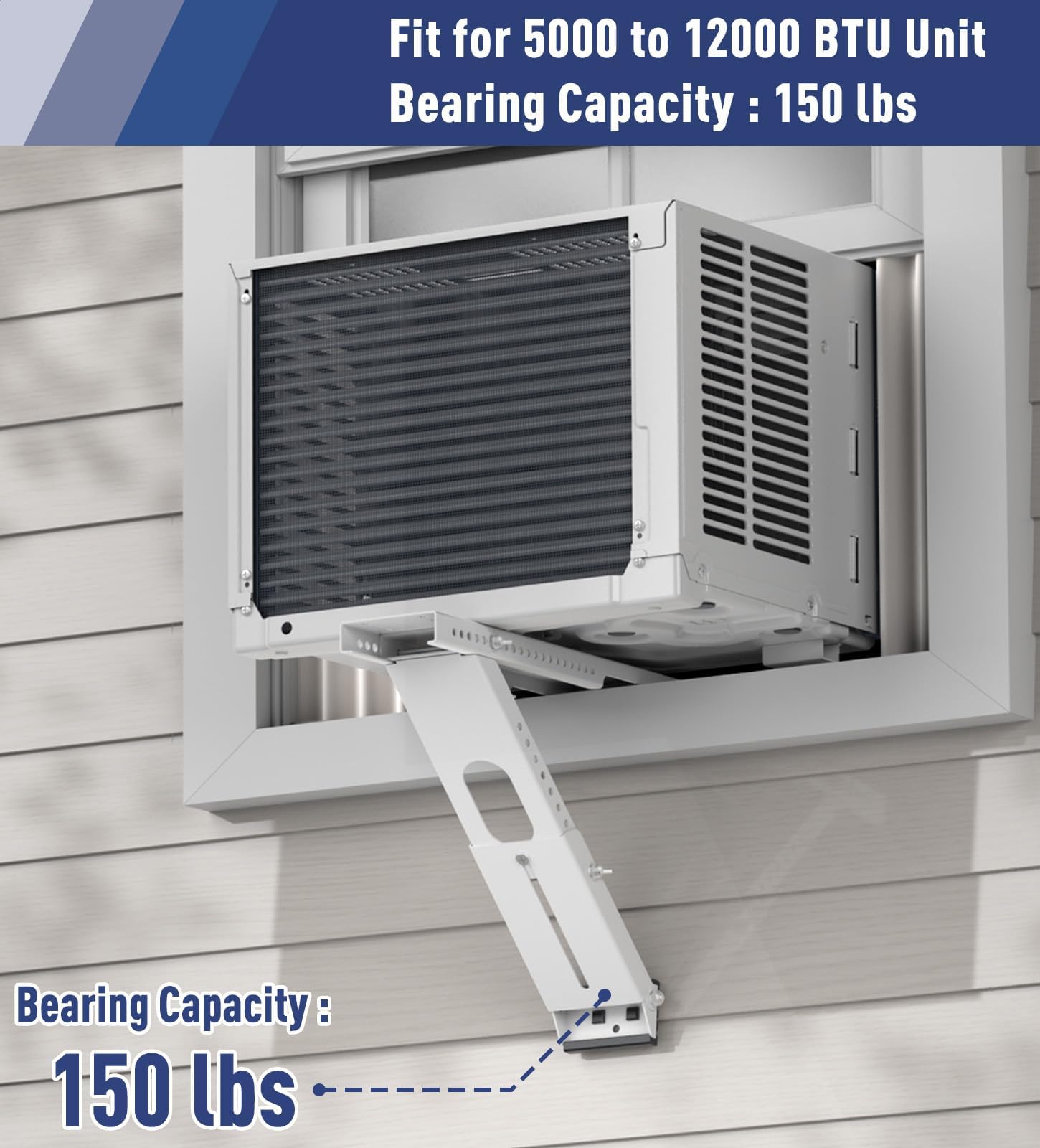 LEOPO No Drilling Air Conditioner Support Bracket, HVAC Brackets Fits Single & Double-Hung Windows, Heavy Duty Single Arm Support Window AC Bracket，Holds Up to 150lbs, for 5000-12000 BTU Units — view 2