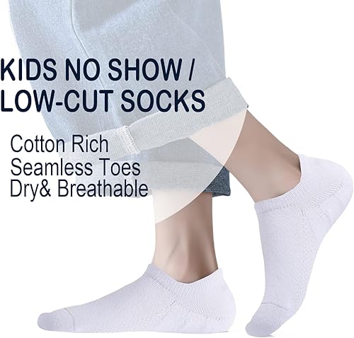 Miniatura 2 de EPEIUS Calcetines invisibles para niños, calcetines sin costuras, de algodón, antideslizantes, de corte bajo, paquete de 6