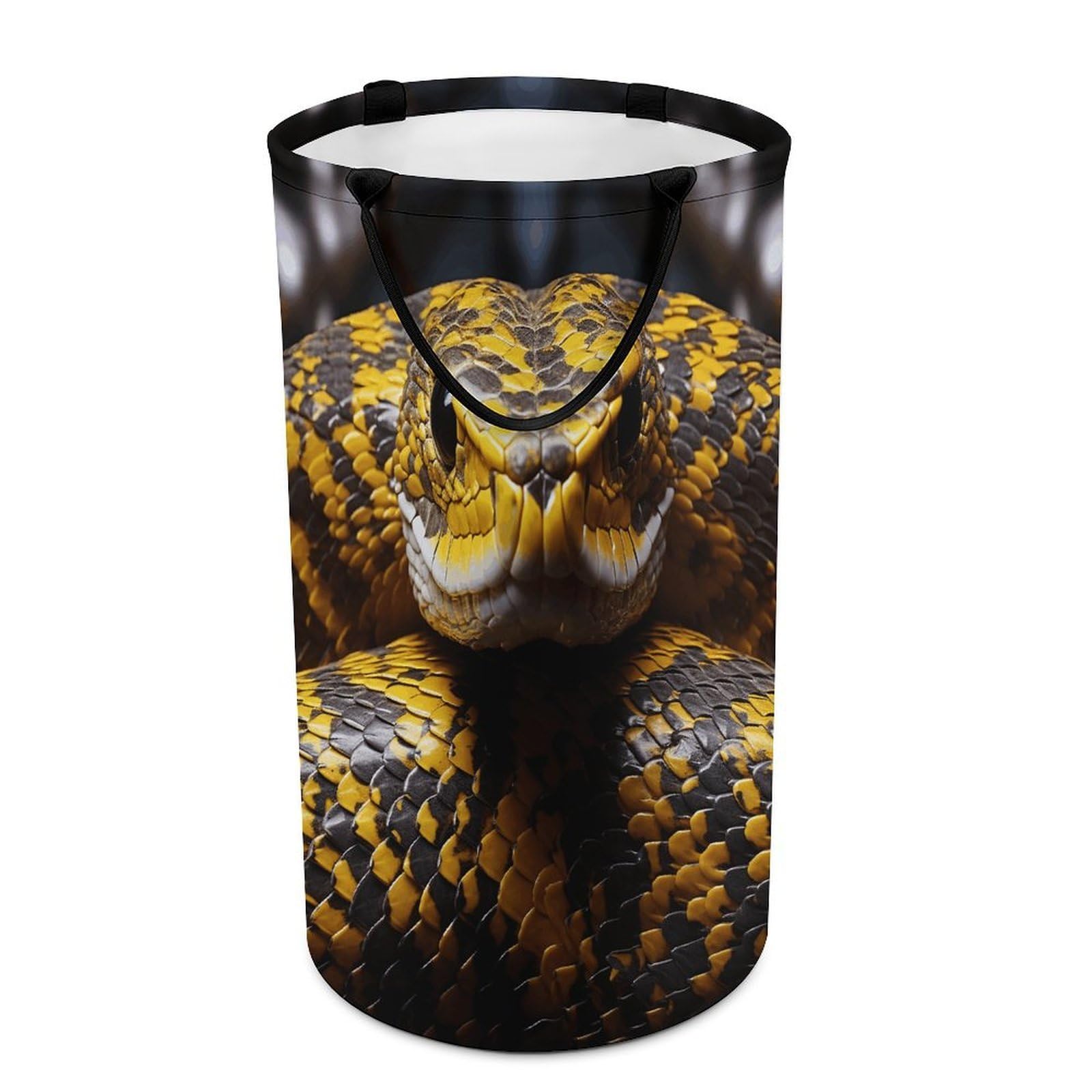 Yellow Snake Laundry Basket Large Foldable Laundry Hamper with Handles Freestanding Collapsible Clothes Basket Waterproof Portable Dirty Clothes Hamper for Bathroom 86L