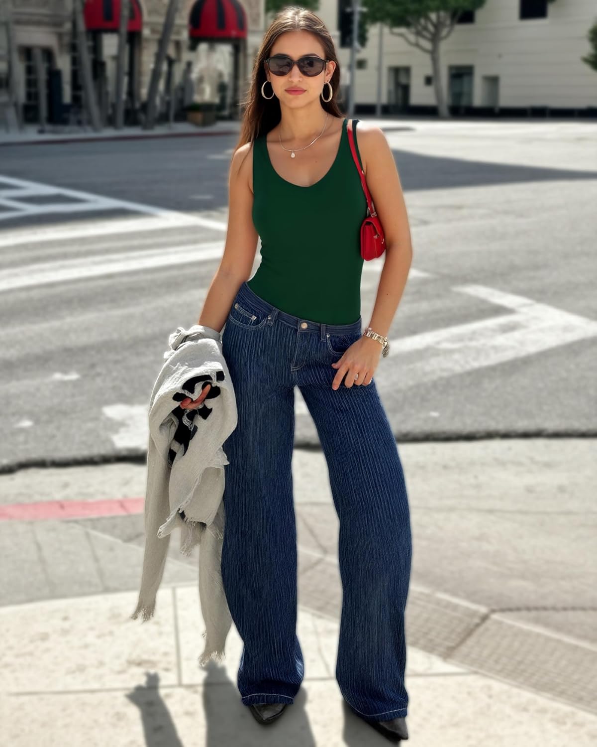 MANGOPOP Women's Deep V Neck Tank Top Bodysuit Sexy Thong Double Lined Body Suit Sleeveless Backless Plunge Going Out Tops - Image 5