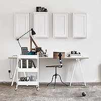 Vista 4 de Carrito con ruedas de 3 niveles, sin tornillos, carrito de almacenamiento de tres niveles, carrito de utilidad rodante con ruedas bloqueables