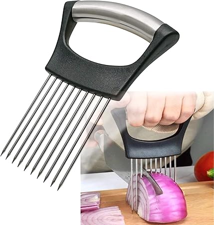 Stainless Steel Onion Holder for Slicing,Onion Slicer Holder,Onion Cutter for Slicing of Onions,Tomatoes,Avocados,Eggs and Other Vegetables,KItchen Utensils
