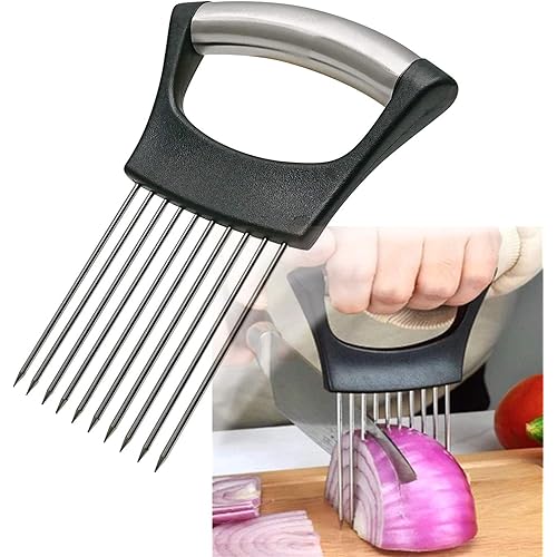 Stainless Steel Onion Holder for Slicing,Onion Slicer Holder,Onion Cutter for Slicing of Onions,Tomatoes,Avocados,Eggs and Other Vegetables,KItchen Utensils