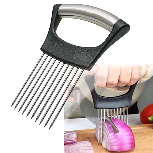 Stainless Steel Onion Holder for Slicing,Onion Slicer Holder,Onion Cutter for Slicing of Onions,Tomatoes,Avocados,Eggs and Other Vegetables,KItchen Utensils
