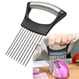 Stainless Steel Onion Holder for Slicing,Onion Slicer Holder,Onion Cutter for Slicing of Onions,Tomatoes,Avocados,Eggs and Other Vegetables,KItchen Utensils