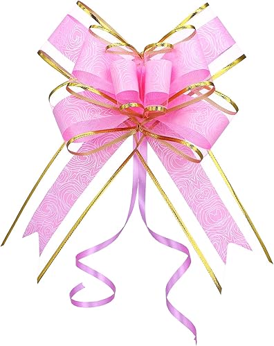 Miniatura 15 de WEWILUCK Lazos de regalo para regalos, lazos rosas para envolver regalos, lazos de regalo con cinta para bodas, despedidas de soltera y decoración