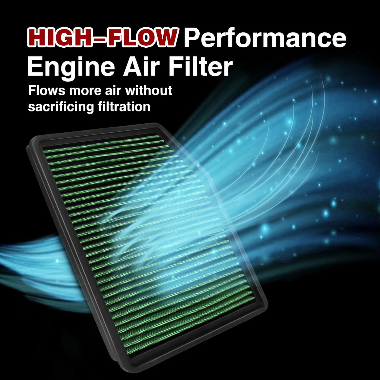 Engine Air Filter Compatible With 2019-2025 Chevy Silverado 1500 GMC Sierra 1500 2500hd 3500hd, Yukon, Tahoe, Subrban,Escalade Increase Power & Towing, Washable, Replacement Air Filter
