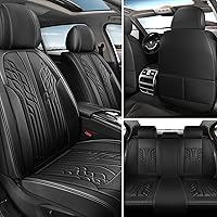 Vista 1 de Car Seat Covers Full Set in Black, Luxury Nappa Leather Seat Covers, Universal Automotive Seat Cover Fit for Most Trucks Sedans and SUV, Easy to