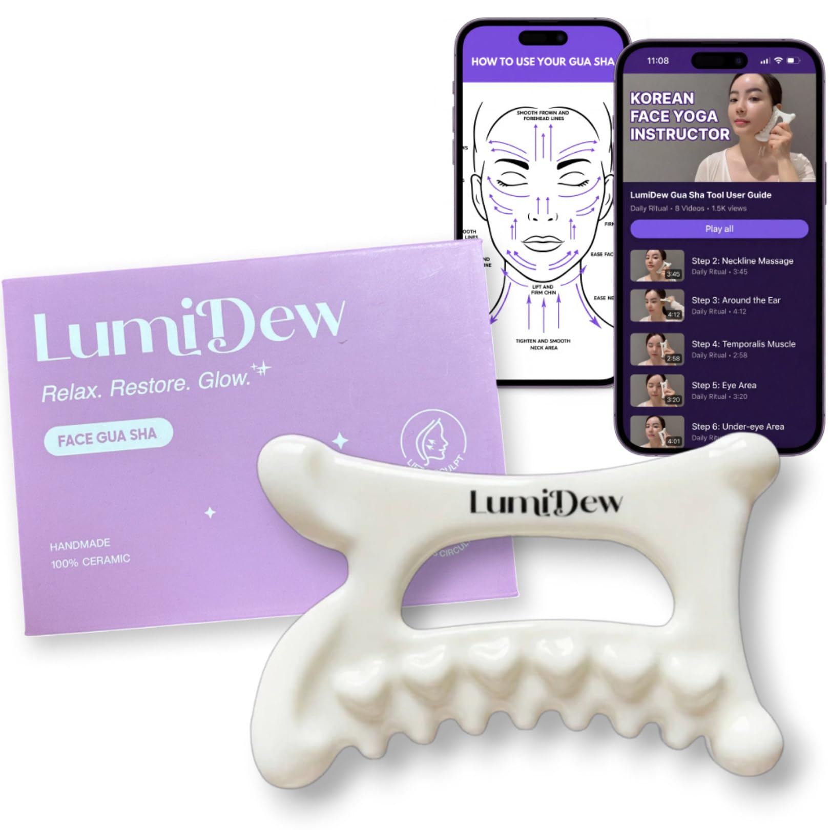 Amazon.com: LumiDew Ceramic Guasha Tool for Face & Body