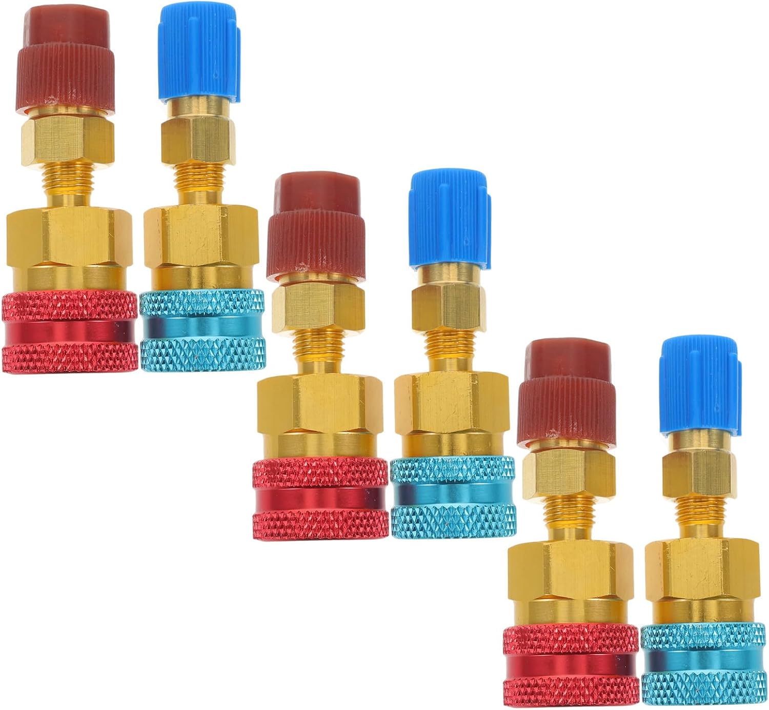 OUNONA 6pcs R1234yf Quick Couplers Kit for Car Air Conditioning System, Blue and Red High Low Side Connectors, Portable Design Wide Compatibility for Vehicles, Easy Installation