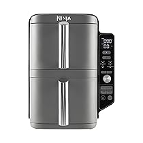 Ninja Double Stack XL Friggitrice ad Aria Verticale, Doppia Zona, 4 Livelli di Cottura e 2 Cassetti, Capienza 9.5L, 6 Funzioni, 8 Porzioni, Componenti Lavabili in Lavastoviglie, Grigio, SL400EU