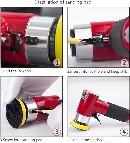 Miniatura 5 de Mini lijadora orbital de 2 3 pulgadas con lijadora Air Dual Action Lijadora Pulidora de aire súper suave y remolino libremente para el trabajo de la