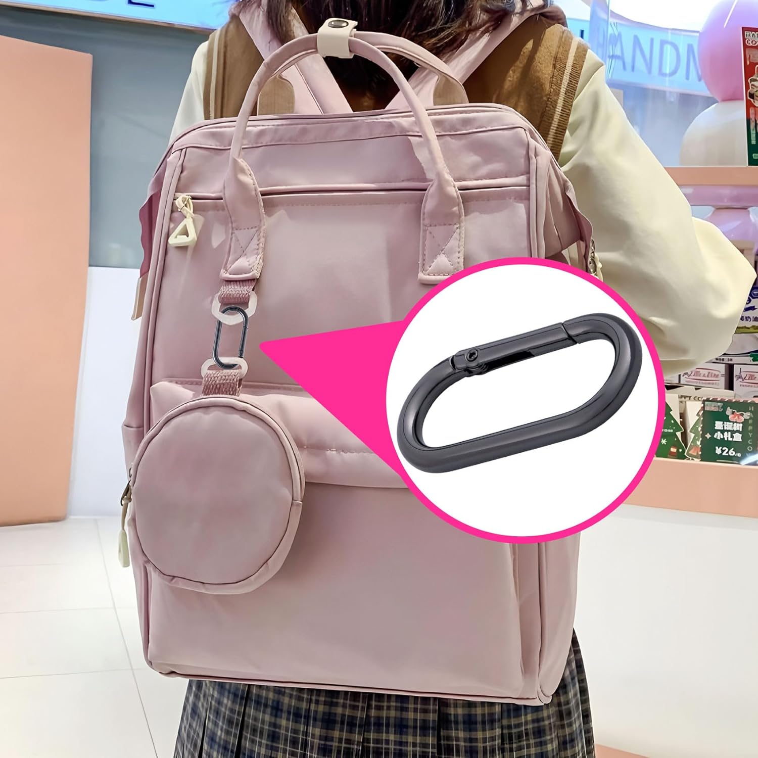 Snap Oval Carabiner Keyring, Heavy Duty Metal Spring Keychains Clips, Flexible Opening O Ring Buckle Clasps - Image 4