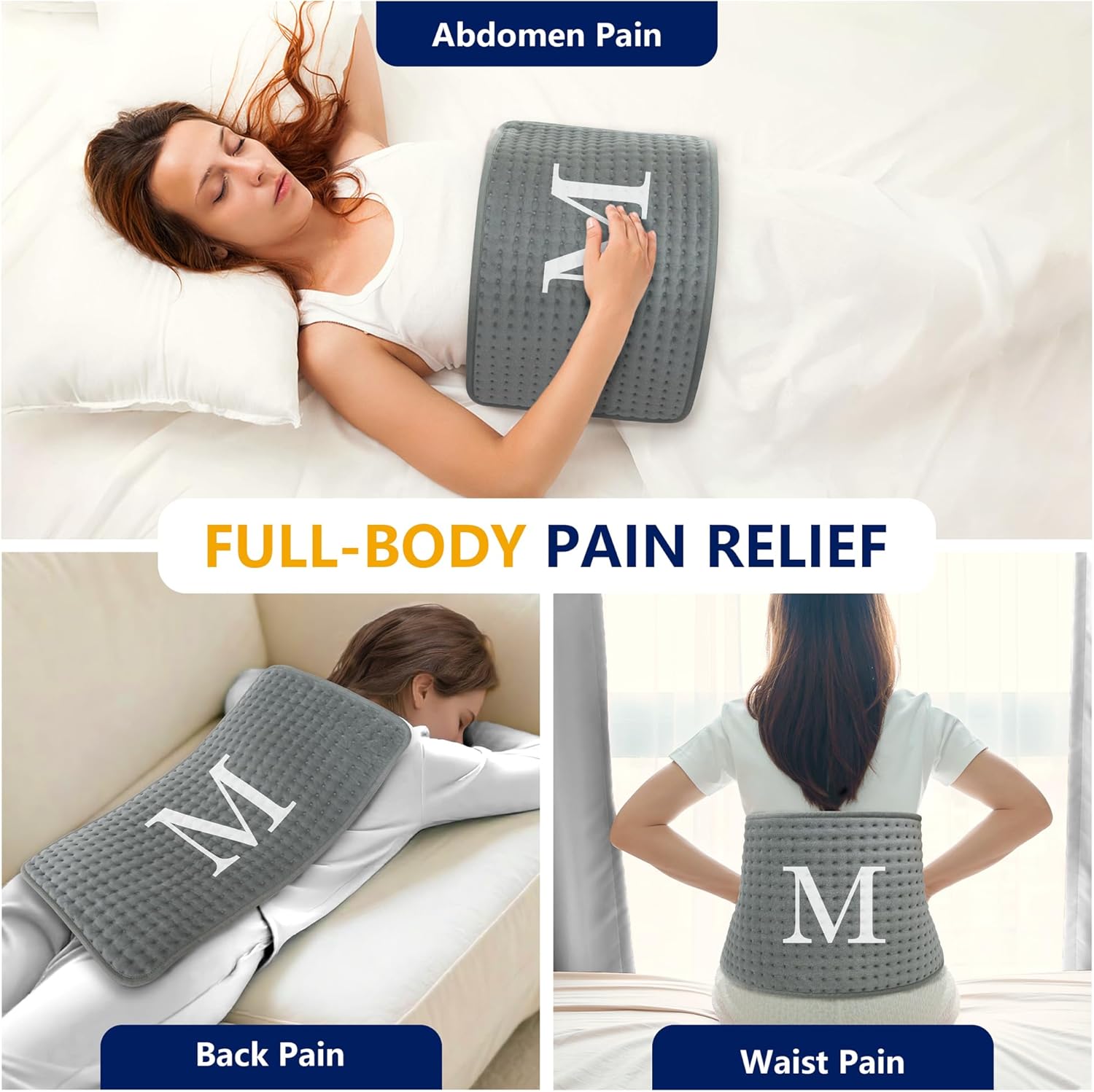 Heating Pad for Period Cramps, Personalized Electric Heated Blanket for Back/Neck/Shoulder Pain Relief, 9 Heat & 4 Timer Setting, Dry/Moist Heat Machine Washable, Birthday Christmas Gift for Women/Men