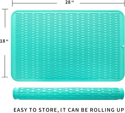 Miniatura 1201 de Tapete de silicona para secado de platos para múltiples usos, fácil de limpiar, ecológico, resistente al calor, tapete de silicona para encimera
