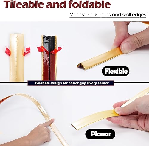 Miniatura 9 de Moldura de pared para despegar y pegar, tiras decorativas plegables flexibles de 33 x 0.8 pulgadas para pared, muebles, moldura autoadhesiva